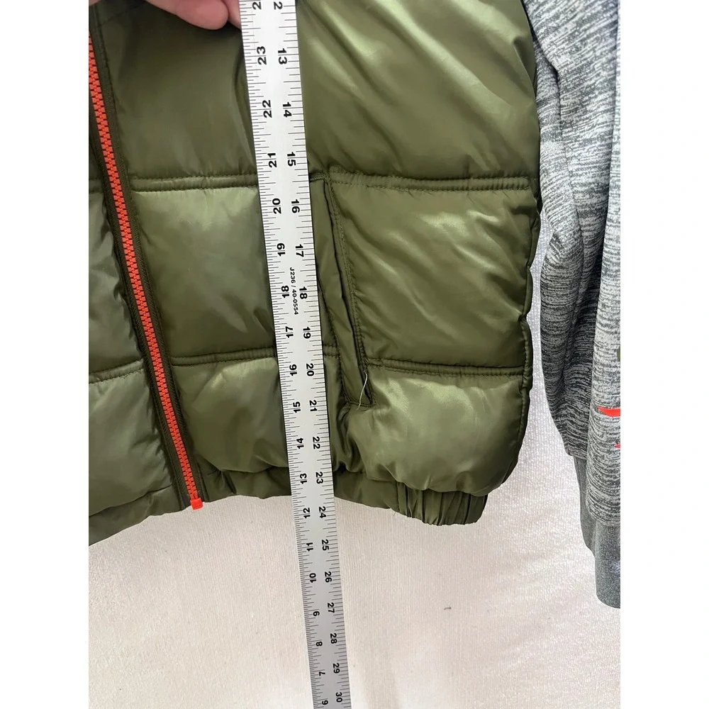 Nike Russell Wilson RW3 Puffer Jacket Kids Large Green Grey Hooded Hybrid‎